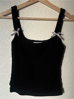 gaze Black Tank Top with Pink bows